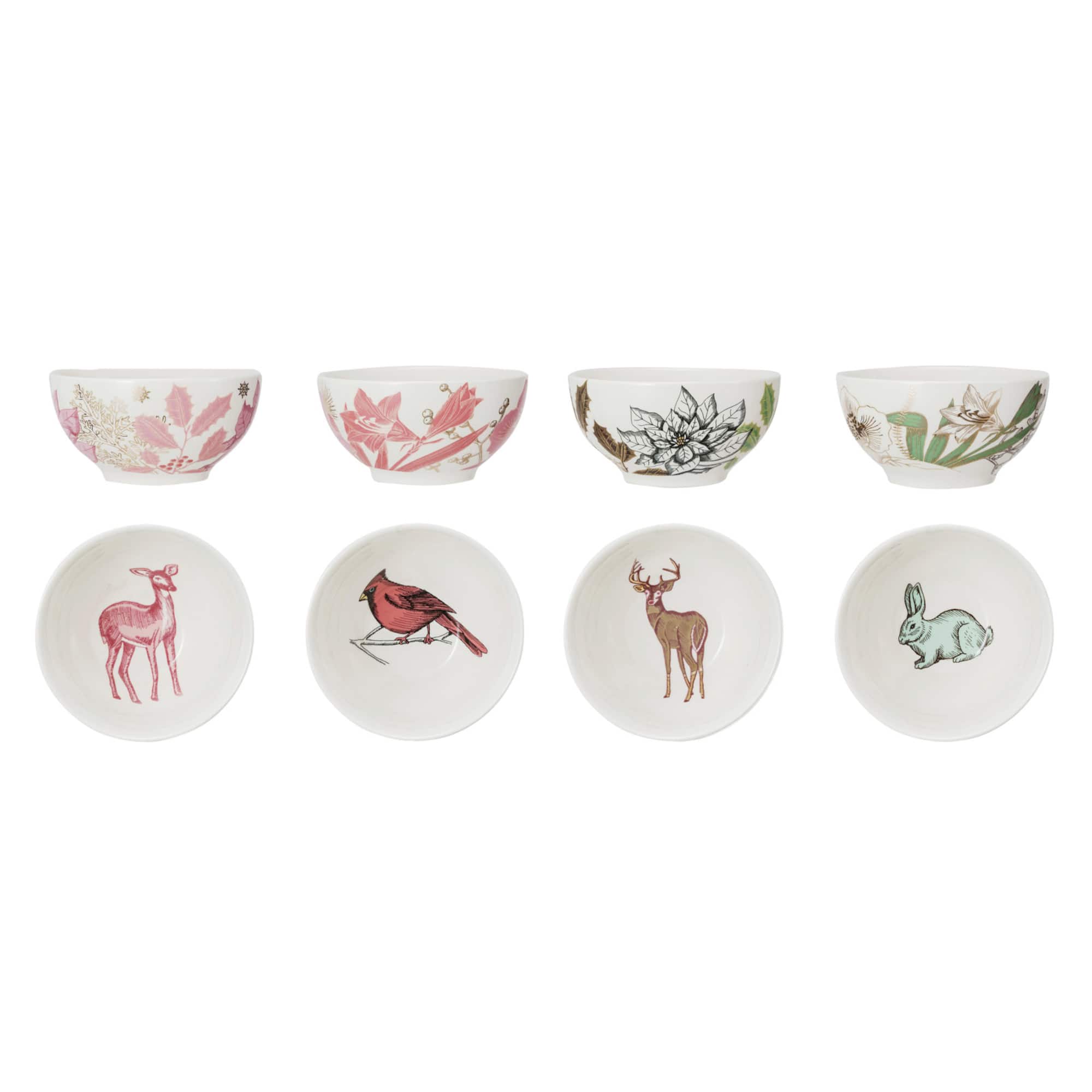 Hello Honey® 5" Christmas Woodland Stoneware Bowl Set